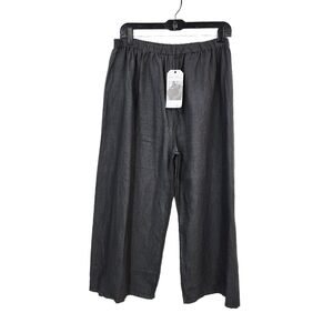 Wide Leg Cropped Straight Pants in Charcoal Gray NWT